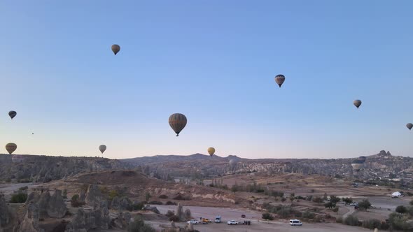 Cappadocia, Turkey : Balloons in the Sky. Aerial View