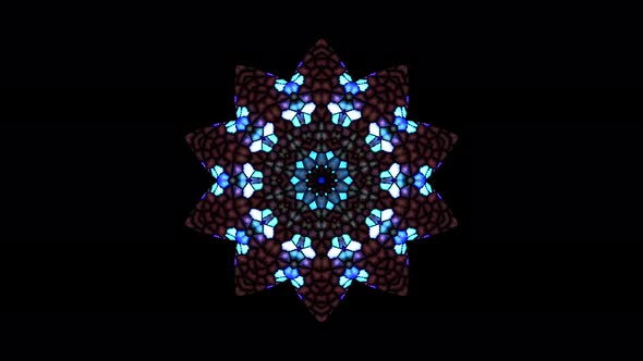 animated flower shape of multicolor flashing lights, on a black background