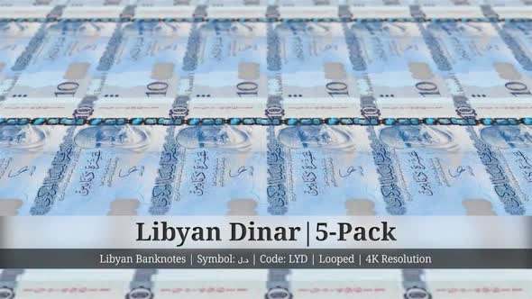 Libyan Dinar | Libya Currency - 5 Pack | 4K Resolution | Looped