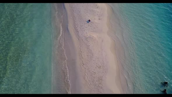 Aerial top down sky of beautiful sea view beach holiday by blue green water and white sandy backgrou
