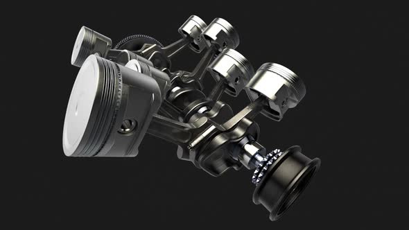 Engine Pistons V8 animation