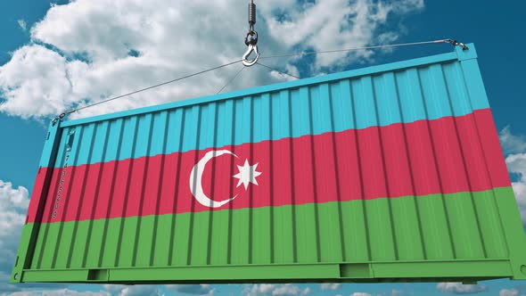 Container with Flag of Azerbaijan