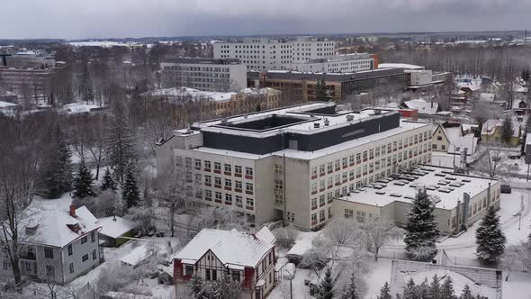 Drone shot of Tartus Maarjamõisa hospital building