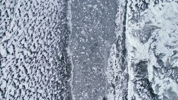 Flying Over the Trail in the Ice From the Ship