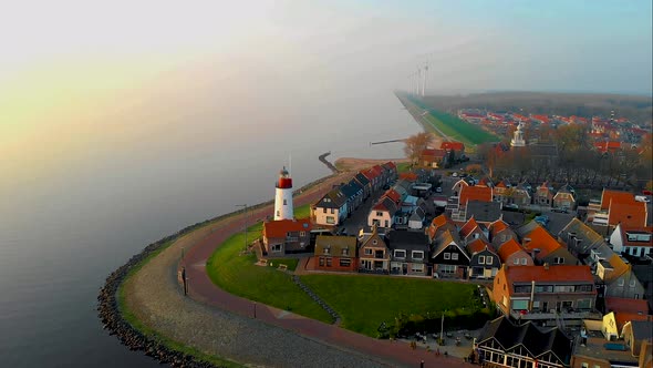 Urk Flevoland Netherlands a Sunny Day at the Old Village of Urk with Fishing Boats at the Harbor