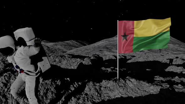 Astronaut Planting Guinea-bissau Flag on the Moon