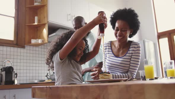 Family spending time at home together