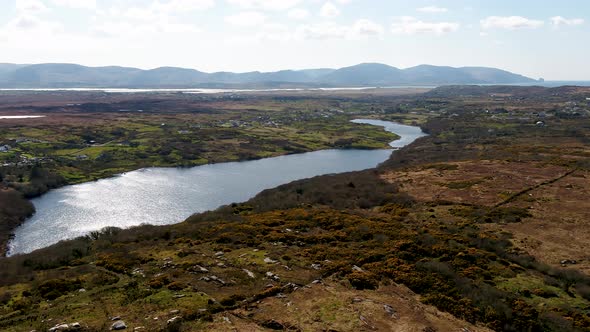Aerial View of Lough Fad By Portnoo in County Donegal  Ireland