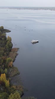 Vertical Video Aerial View of the Dnipro River  the Main River of Ukraine