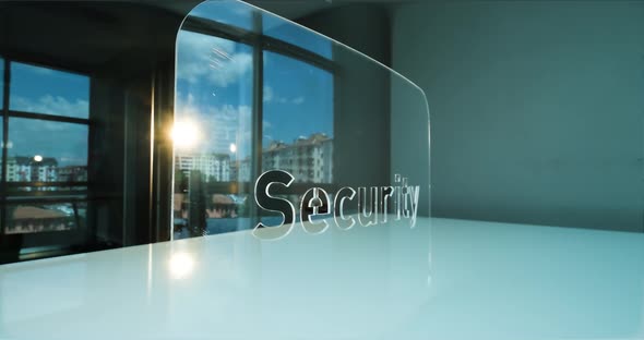 Glass Security Letters and Office in Background