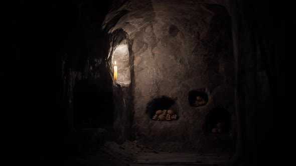 Old Dark Stone Underground Catacombs