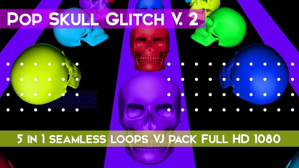 Skull Pop Glitch V.2 VJ Loops