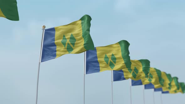 Saint Vincent And The Grenadines Row Of Flags 
