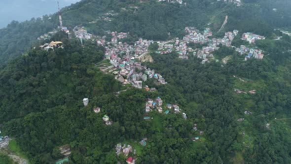 City of Gangtok in Sikkim India seen from the sky