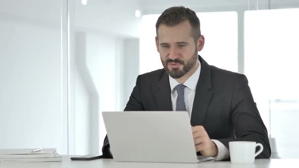 Loss Frustrated Middle Aged Businessman Working on Laptop