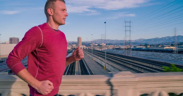 Athletic Male Jogging Los Angeles Slow-Motion