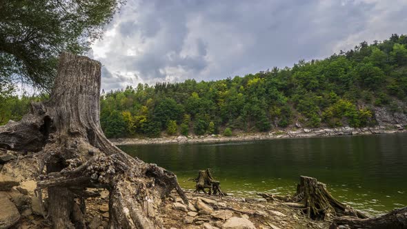 Beautiful lanscape of the Czech Republic. View of the lake. time lapse