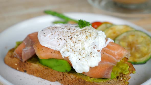 Fresh Avocado Toast with Smoked Salmon and Poached Eggs Low Carb and Keto