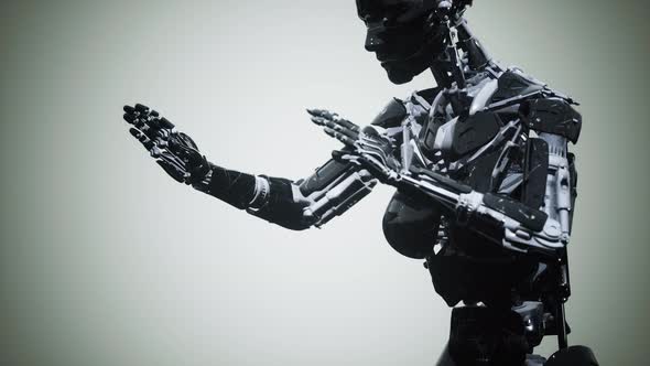Scifi Robot Woman Animation in the Digital World of the Future