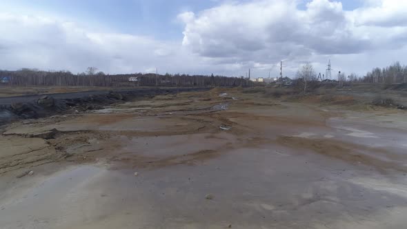 Aerial view of dry riverbed poisoned by copper production 17