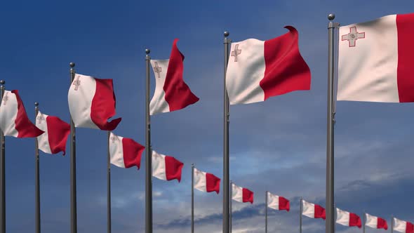 The Malta Flags Waving In The Wind  2K