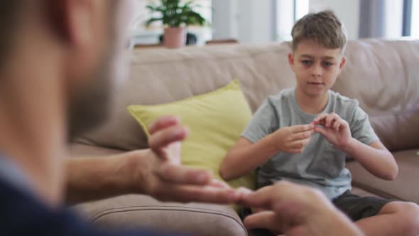 Caucasian man spending time with his son together