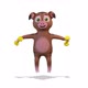 Brown Pig Jumping With Dumbbells In His Hands on White Background - VideoHive Item for Sale