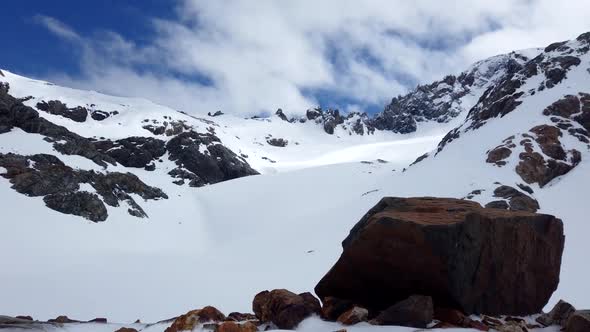 Timelapse of Hielo Azul Hill glacier, El Bolson, Andes Mountains, Argentina, wide angle hyper lapse