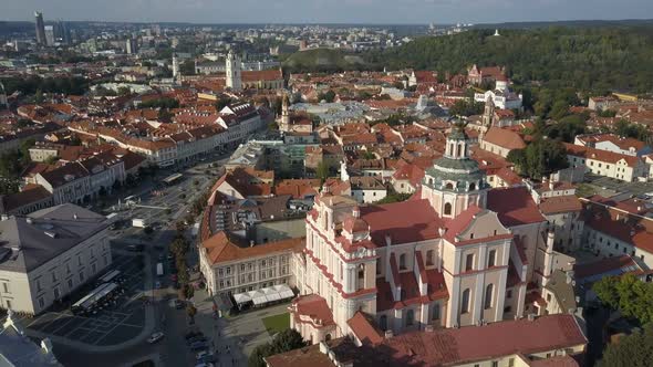 Beautiful Aerial View of the Old Town of Vilnius, the Capital of Lithuania