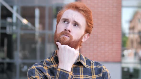 Outdoor Redhead Beard Young Man Thinking New Idea