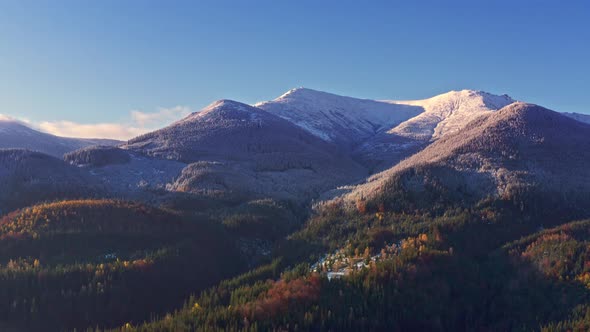 Picturesque Mountain Landscapes Near the Village of Dzembronya in Ukraine in the Carpathians