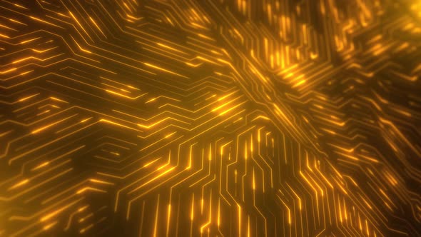  Digital circuit board on Golden. computer data information technology. alt