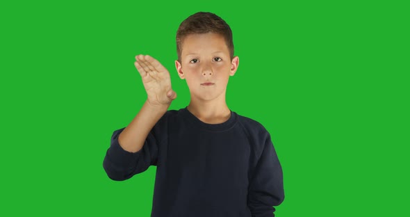 Deaf Boy Signing I Know Sign Language, Communication for Hearing Impaired. Green Screen