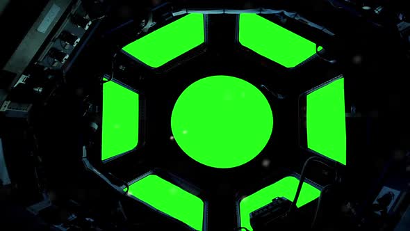 ISS Cupola Green Screen. alt