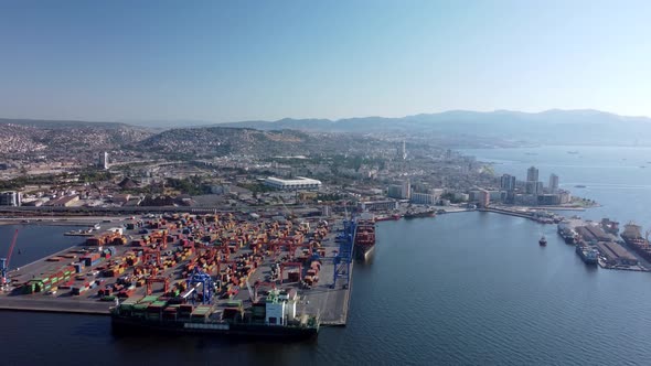 Aerial View of Izmir Port and Aegean Sea