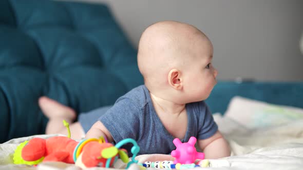 5 Month Old Active Baby Touching Toys