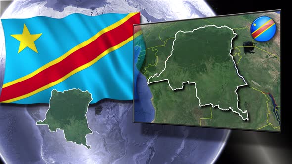 Democratica Republic Of The Congo Flag And Map Animation