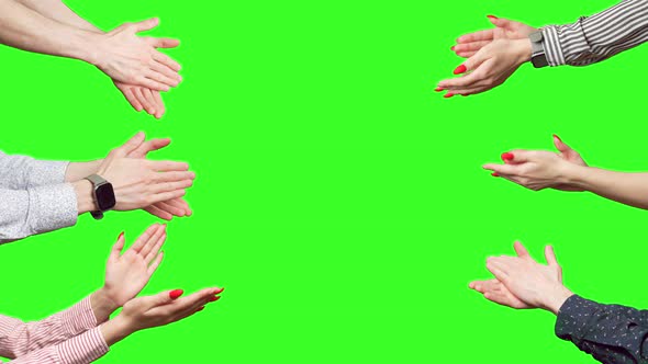 Hands are Clapping at Green Screen Background