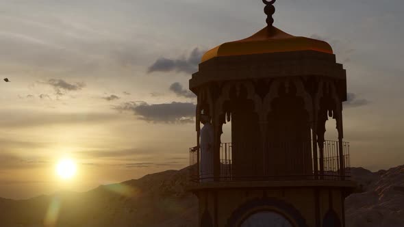 Mosque Minaret and Sunset