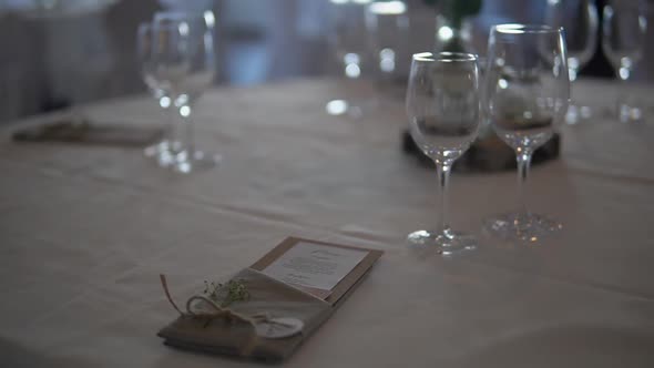 Footage of a beautiful table decoration at a wedding