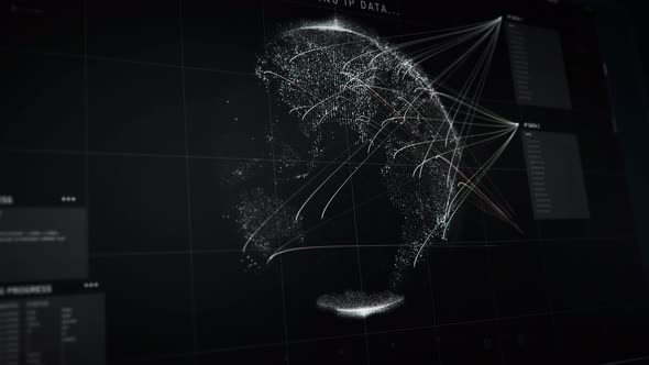 Spy Using High Tech Data Analysis Software Ui To Track Target Computer Ip alt