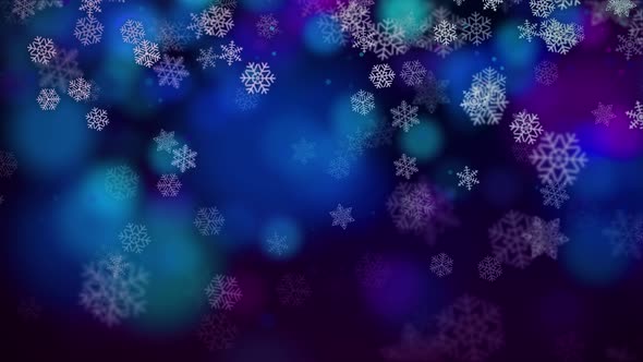 Colorful Snowflakes Bokeh Background Christmas Theme Screensaver 4K