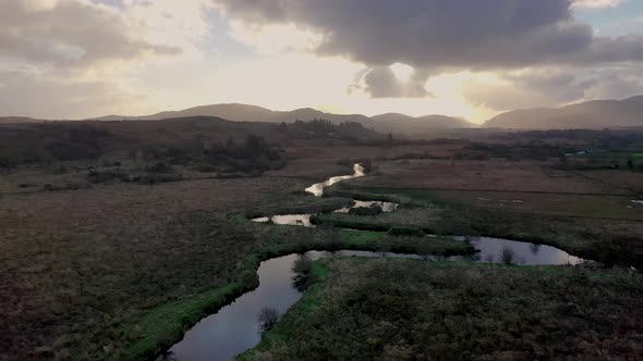 Aerial View of the Owencarrow River By Creeslough in County Donegal  Ireland