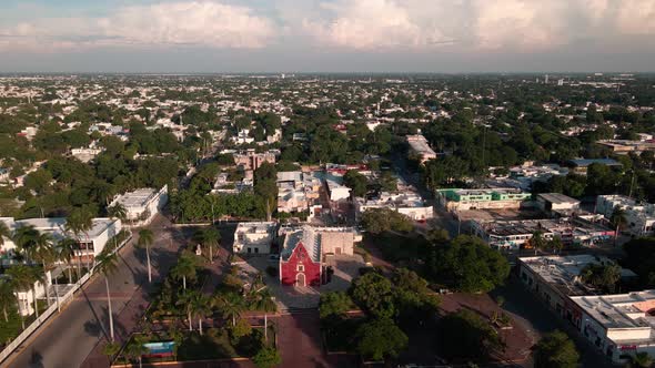 Fron view of Church of Itzimna in Merida, Mexico