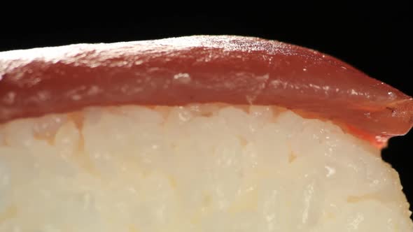 Sushis rotating close up in studio