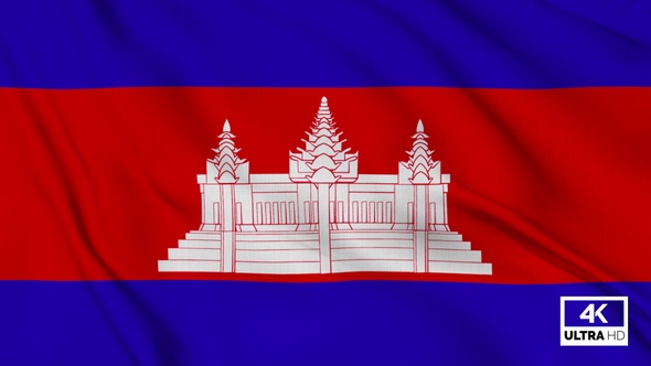 Cambodia Flag Waving Slowly Looped