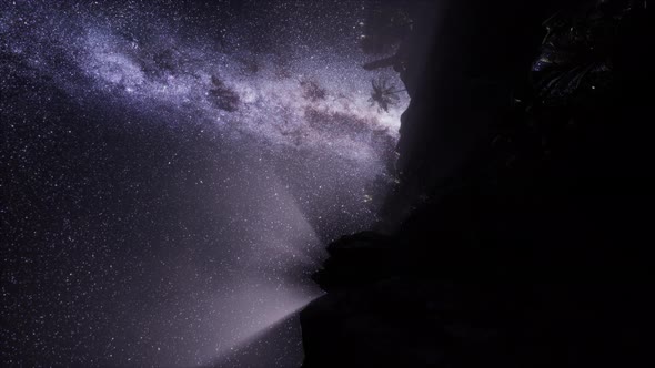 Astrophotography Star Trails Over Canyon