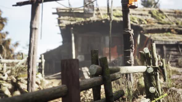 Old Retro Village in Pine Forest alt