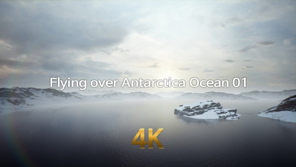 Flying over Antarctica Ocean 4K 01