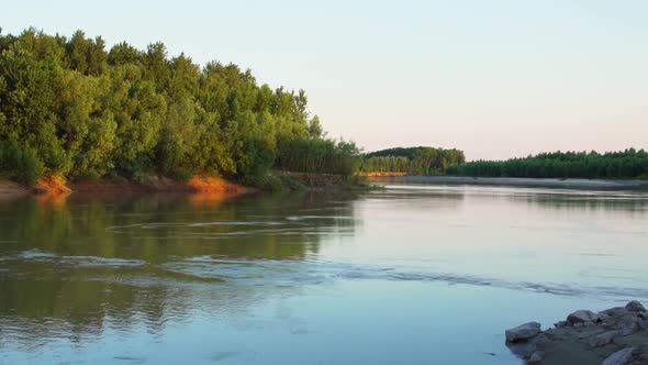 Tranquil Scenery And Ripples Of Water In Siret River In Romania - timelapse